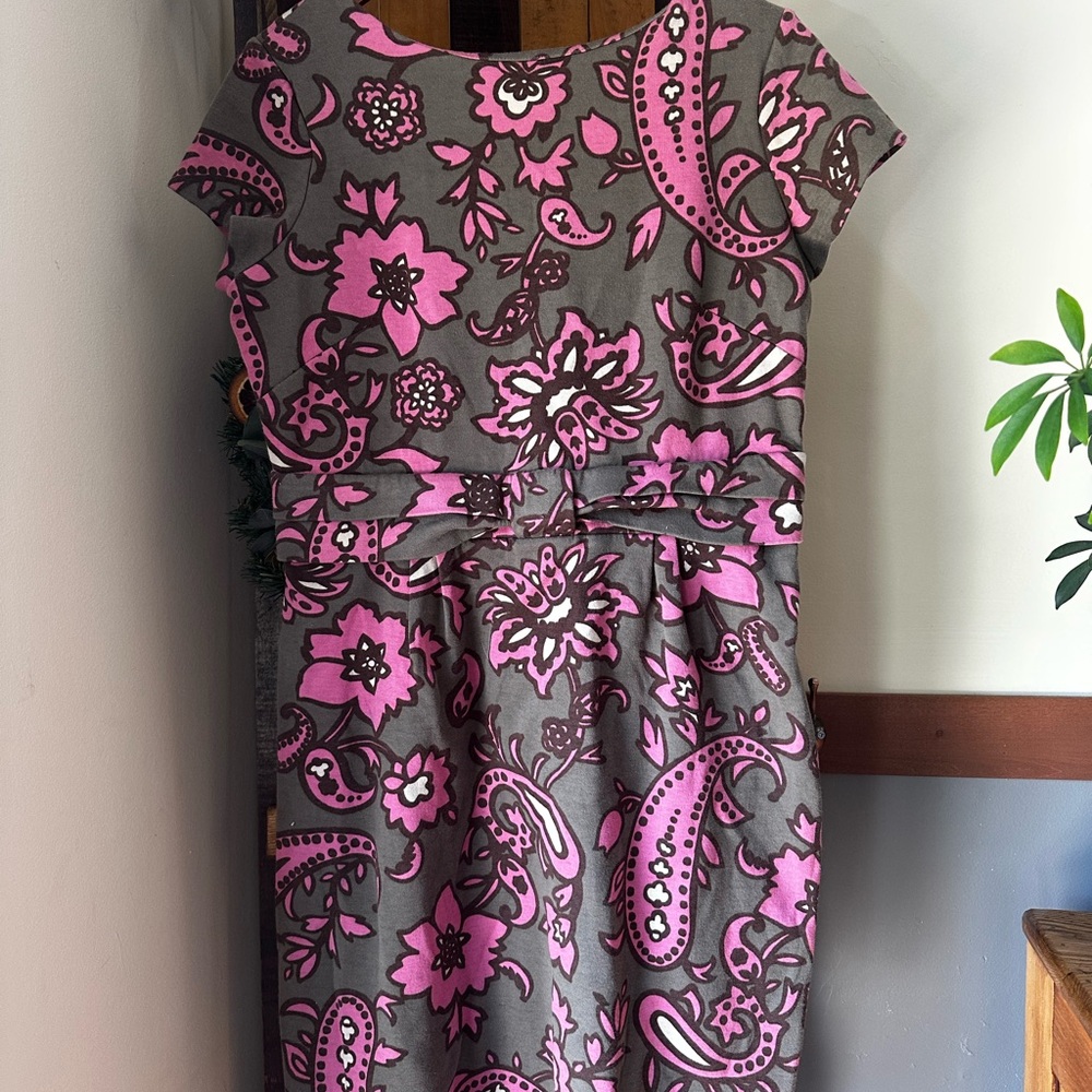 Floral Paisley Dress in Pink and Gray
